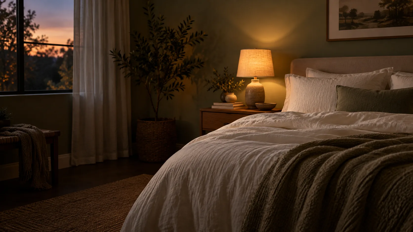 Dormitorio tranquilo al anochecer